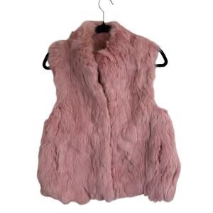 Vintage Y2K Betta Corradi 100% Rabbit Fur Vest Cozy Chic Italy Made Pink Size M